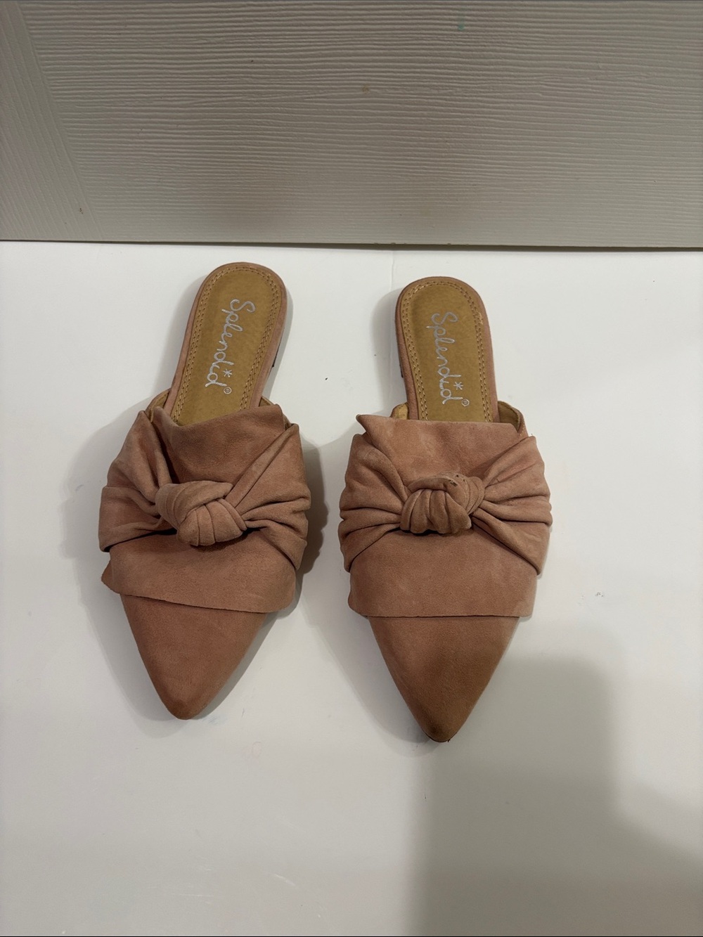 Splendid Knot-Front Pointed Mules in Dusty Rose